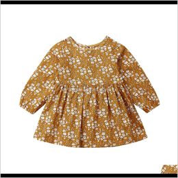 Girls Clothing Baby Kids Maternity Drop Delivery 2021 Toddler Infant Baby Girl Floral Clothes Long Sleeve Dress Tutu Skirt Dresses 7Yg9T