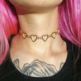Bohemian Heart Choker Necklace Vintage Gold Colour Chain Necklaces For Women Fashion Jewellery Gift Accessories
