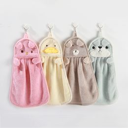 Thickened Coral fleece Cartoon Bathroom Kitchen Soft Hand Towel Super Absorbent Hanging Dry Hands Cloth Wiping Rags Lint Free 36*25CM/14*10INCH JY0762