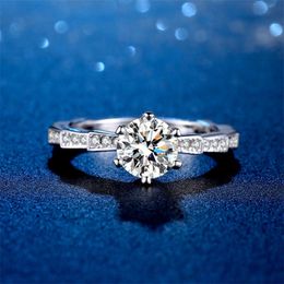 inbeaut 925 Silver 1 ct Pass Diamond Test Excellent Cut D Colour Good Quality Moissanite Ring Teen Girl Classic Wedding Jewellery