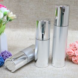 Silver Wire-drawing Airless Bottles Vacuum Pump Lotion Refillable Bottle Used For Cosmetic Container 100pcs/lot 15ml 30ml 50mlgood qty