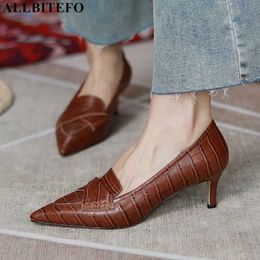 ALLBITEFO fashion retro genuine leather sexy high heels party women shoes women high heel shoes women heels office ladies shoes 210611