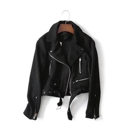 Женские куртки плюс размер кожаный куртка повседневные карманы Harajuku 2021 модные пальто уличные замшевые женщины