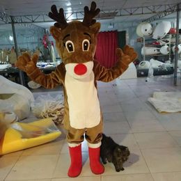 Halloween Brown deer Mascot Costume Top Quality Customise Cartoon elk Anime theme character Adult Size Christmas Carnival fancy dress