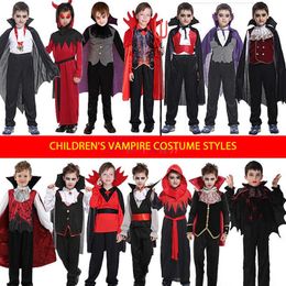 Boys Performance Cosplay Carnival Party Halloween Kids Children Count Dracula Gothic Vampire Costume Q0910