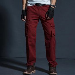 Straight Cargo Pants Loose Casual Men's Baggy pants Plus Size 38 Joggers Mens Seasons Trousers Bottoms Tide Red jogger