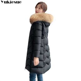 Winter Women Hooded Coat Ladies Fur Collar Thicken Warm Long Jacket parkas Female Plus Size XXXL Outerwear Parka WOMENS 210608