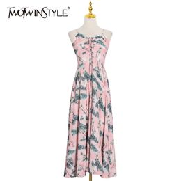 Hit Color Sling Dress For Women Strapless Sleveless High Waist Print Sexym Midi Dresses Female Fashion Clothing 210520