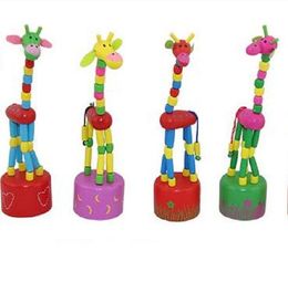 2021 Baby Education Toys Wooden Colourful Dancing Giraffe Learning Toys 18cm High Wooden Animals Toys Home Decoration