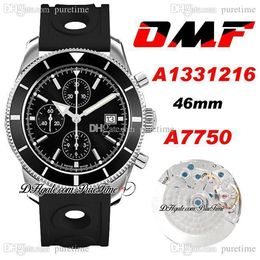 OMF SuperOcean Heritage II A7750 Automatic Chronograph Mens Watch A1331216 46mm Black Bezel And Dial Stick Markers Rubber Holes Super Edition Watches Puretime E5