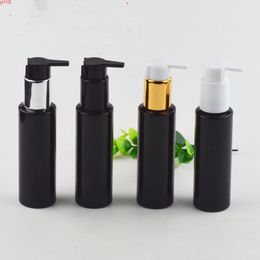 30pcs 100ML Black emulsion pressure pump bottle Cosmetic packaging, 100cc lotion bottleWith gold / silver pumpgoods
