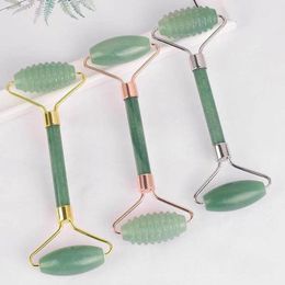 Sawtooth Face Jade Roller Massage Tool Natural Aventurine Facial Rollers Massager Double Big Head Health Care Beauty Skincare Anti Wrinkle