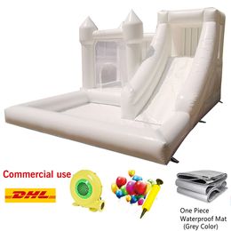 Rental Inflatable White blue pink Bounce House Bouncer castles Slide Wedding Bouncy jumping Castle jumper With ball pit For