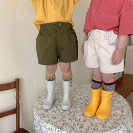 MILANCEL Summer Kids Shorts Solid Cotton Short Pants Elastic Waist Plain Clothes for Boys and Girls 210723