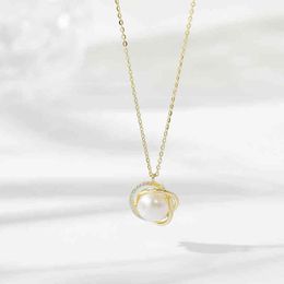 Atmospheric Fashion Pearl Pendant Neck Chain Small Design Light Luxury 925 Silver Clavicle Korean Style High-grade Necklace