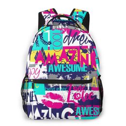 School Bags 2021 OLN Style Backpack Boy Teenagers Nursery Bag Abstract Slogan And Grunge Elements Back To