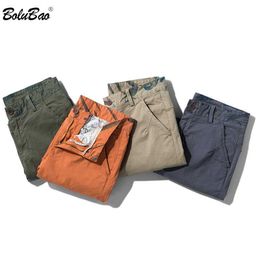 BOLUBAO Summer Men Casual Shorts Fashion Brand Men's Slim Wild Solid Knee Length Beach Male (No belt) 210714