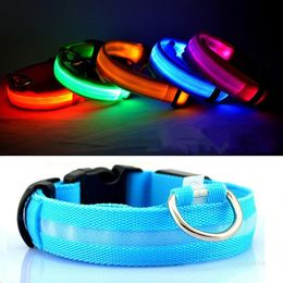 Polyester Pet Dog Collar Night Safety LED Light Flashing Glow in the Dark Small Pet Leash Dog Collar Safety CollarT2I51888