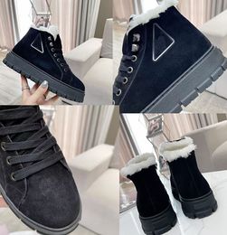 Fashion winter women's cashmere leather lace up boots ankle high top board black bo ots full package 35-40