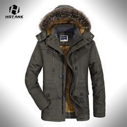 Winter Mens Parkas Fur Linner Hooded Jacket men Thick Fleece Cotton-Oadded Coat Multi-pocket Fashion Casual Brand Parka Overcoat 211126