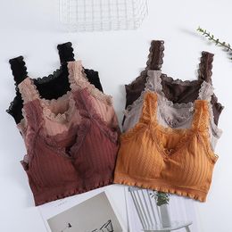 Camisoles & Tanks Autumn Winter Beauty Back Wrapped Chest Lace Strap Vest Girls Tank Top Sports Underwear Wire Free Bralette Crop