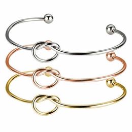Mylongingcharm 10pcs Knot Bracelet Stainless Steel Adjustable Basic Bangle Wired Knot Bracelet M0393 Q0717