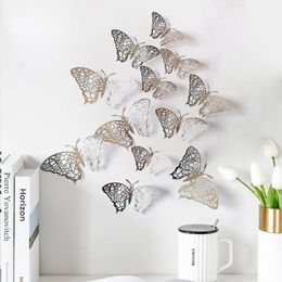 Wall Stickers Colourful Silver 3D Hollow Butterfly Sticker Wedding Decorations DIY Golden Butterflies Artist Decal