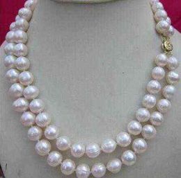 Noble Jewellery 2 Row 9-10 Mm Natural White South Sea Pearl Necklace 18 - 19 Inch Diy Women