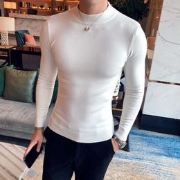 2021 Men's Half Turtleneck Sweater Pullover Long Sleeve New Fashion Pure Color Slim Warm Bottoming Shirt Men's Brand Clothes Y0907
