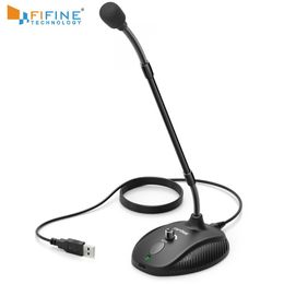 FIFINE Gooseneck Microphone Teaching Classroom Online Meeting Video Social APP USB suit PC Laptop Height Adjustable