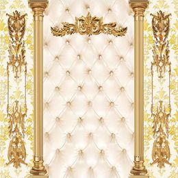 Custom 3D Murals Luxury wallpapers Golden European Style Pattern Soft Package Living Room TV Background