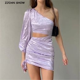 Satin Jacquard Floral Short T-shirt Crop Top Sexy Women Lacing Up Ruched Mini Skirt Single Sleeve Tops 2 Pieces Set 210429