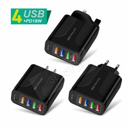 Universal Quick Charge 5 Ports 48W 3A Eu US UK AC Home Travel PD USB-C Type c Wall Charger Power Adapters For Iphone 15 11 12 13 14 Samsung Huawei m1