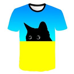 womens cat shirts NZ - Cool T-shirt Men Women 3D printing T shirt Print Two Cat Short Sleeve Summer O-Neck Tops Tees Funny T shirt Male S-6XL M047