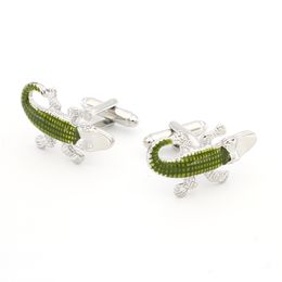 Men's Crocodile Cuff Links Copper Material Green Color 1 pair