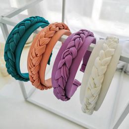 New Fashion Women Hairband Solid Colour Multi-layer Knotted Braids Headband Wide Side Headwear Adult Hair Accessories