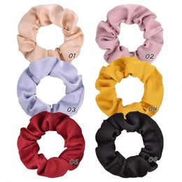 Satin Silk Solid Color Scrunchies Elastic Hair Bands Women Girls Ponytail Holder Hair Ties Rope Headwear Hair Accessories