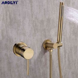 Brass Round Handheld Shower Head Black Matte Finish Shower Connector Adjustable Wall Holder Handheld Water-saving Bath Shower H1209