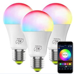 Smart WIFI LED Bulb E27 7W RGBCW Magic Home LEDGlight remote control Voice controls with Alexa Google and Siri