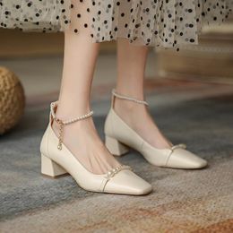 Dress Shoes QZYERAI Ms. Pearl Women Genuine Leather Cowhide Women's Professional Wedding Party