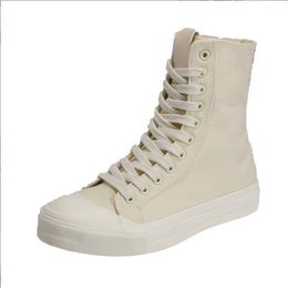 2022 Frühling High-Top-Stiefel Damen Retro-Volltonfarbe All-Match-Chic-Leinwandschuhe Nischen-Design-Sinn-Schnürsneaker