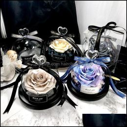 Decorative Festive Party Supplies Home Gardendecorative Flowers & Wreaths Preserved Real Rose Eternal In Glass Dome Gift ,Christmas Valentin