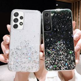 Gradient Glitter Star Cases For Samsung A52 A72 A32 A51 A71 M51 S20 FE S21 Plus S10 S9 S8 Note 20 10 Pro Clear Soft Cover