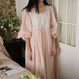 Cotton Nightgown Nightwear Princess Women Vintage Summer Autumn1