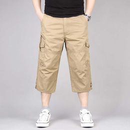 Summer Men's Shorts Man Casual Fashion Oversize Cargo Pants Multi-Pocket Military Cropped Trousers Clothing Homme Cotton short 210714