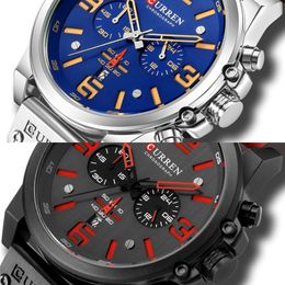 CURREN Top Luxury Brand Men Sport Watch Waterproof Leather Strap Quartz Clock Chronograph Date Wristwatch Relogio Masculino 8314 X0524