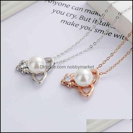 Pendant Necklaces & Pendants Jewellery Fanyu City Clover Pearl Necklace Fashion Temperament Lucky Grass Clavicle Chain Gift For Girlfriend Dro