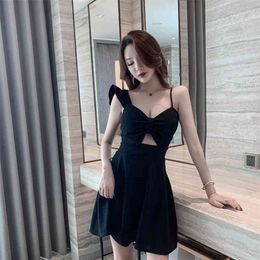 summer dress slim women's nightclub sexy low-cut halter waist slimming Sleeveless Office Lady 210416