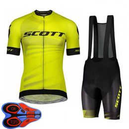 Mens Cycling Jersey set 2021 Summer SCOTT Team short sleeve Bike shirt bib Shorts suits Quick Dry Breathable Racing Clothing Size XXS-6XL Y21041053