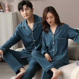 Winter Couple Pajamas Clothes 100% Cotton Bedroom Sleepwear for Women and Men Hombre Dormir Home Pijamas PJ Cotton Pyjamas Femme 211110